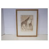 Framed Giraffe Original Signed Wall  art