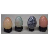 4 Small Natural Stone Eggs - Garnierite, Pink