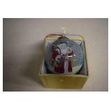 Reversed Painted Glass Santa Ornament w/ Box