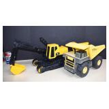 Metal & Plastic,Tonka Dump Truck & Cat Back Hoe