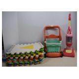 Soft Foam Puzzle Mats,Toy Vacuum and Toy Cart