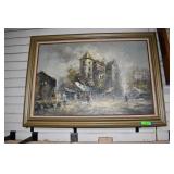 European Street Scene Painting Signed