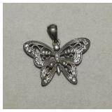 Sterling Butterfly & Clear Stone Pendant