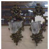 Vtg. Baroque Style Metal Mirrored Candle Wall