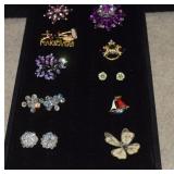 Lot of Vtg & Newer Brooches, Earrings & More