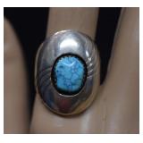 Sterling Turquoise Ring   Sz 9