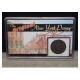 Original Colonial New York Penny in Slab