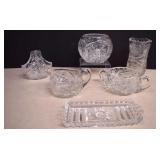 Assorted Vtg. Cut Crystal,Rose Bowl,Basket,Vase &