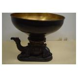 Heavy Cast Iron Camel Sculpture With Brass Bowl