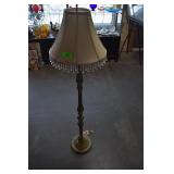Vintage Ornate Floor Lamp W/ Beaded Fringe Shade
