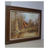 Large Wood Framed Original Oil On Canvas Scenic -