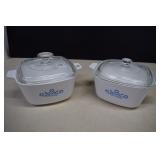 Two Vintage Blue Cornflower Corning Ware Casserole