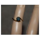 14K Ring w/ Blue-Green Stone  Size 3