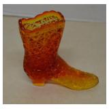 Fenton Amberina Daisy & Button Shoe GLOWS