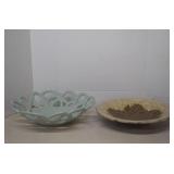 Lot 2 Large Porcelain Home Decor Center Piece Bowl