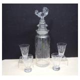 Vtg. Paden City Glass,Etched Crystal 'Chanticleer'