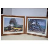 Lot Of 2 Large Train Print Wall Art