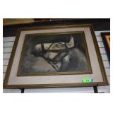 Horse Painting In Vintage Frame