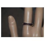 Sterling Garnet Band  Sz 7-1/4
