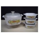 4 Vintage 'Spice Of Life' Corning Ware Casserole