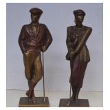 Lot Austin Sculpture Golfer Man & Woman Statues