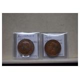 Two Australia Large Cents  1943 & 1944 w/ Errors