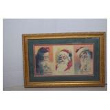 Vintage Framed Christmas Print Art Decor