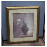 Large Floral Print Framed Wall Art Decor