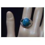 Sterling & Turquoise Ring   Sz 10