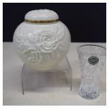 Lenox Ginger Jar & Lenox Small Cut Crystal Vase