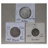(3) Foreign Silver Coins   See List**