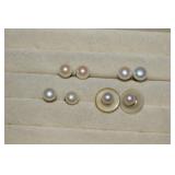 Four Pair of Pearl Stud Earrings