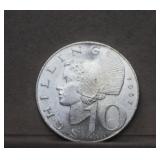 1967 Austria Silver 10 Shillings
