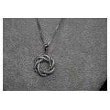 Sterling Italy Box Chain & Silver Color Swirl Pend