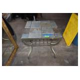 Vintage Metal Patio Side Table W/ Stone Top