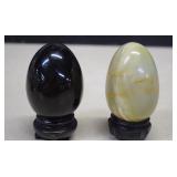 Two Natural Stone Eggs - Onyx & Obsidian