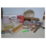 Plastic Crate Full Of Home Good Items - Wooden