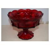 Vintage Fostoria Ruby Red Coin Dot Pedestal Bowl
