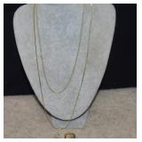(2) Gold Tone Necklaces,1/20 12K Crucifix & Heart