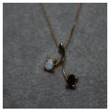 14K Chain/Pendant w/ Opal, Tourmaline & Diamonds