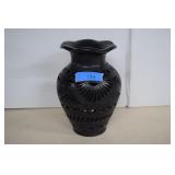 Oaxacan Black Clay Vase and Carved One of a Kind