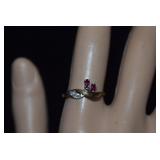 14K (Marked 0.0.3 - 585) Topaz/Diamond Ring 6-3/4