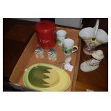 Corn King Plate,Windmill Salt & Pepper,'Tea' Caddy