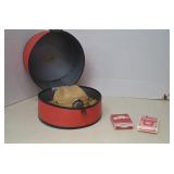 Vintage Kids Hat Box W/ Straw Hat & 2 Decks MORE