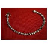 Sterling Silver & Diamond Chip Bracelet w/ Safety