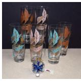 Vtg. Canadian Wheat Georgian Tall Glasses & Hand