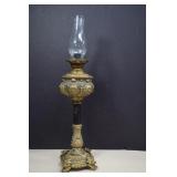 Antique 1800's  Ornate Brass Oil Lamp With Dragon