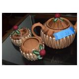 Enesco 'Figgy Pudding' Teapot, Sugar & Creamer Set
