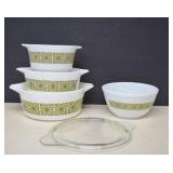 Vintage Lot Pyrex Green Verde Square Flowers MORE