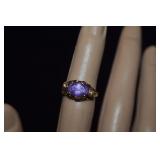 14KP Amethyst/Pearl Ring  Sz 4-3/4